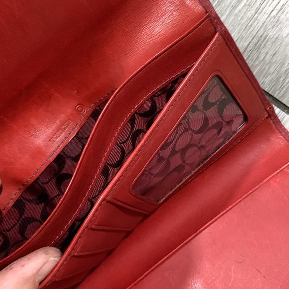 Coach Hamiltonian Trifold Red Leather Wallet - Picture 10 of 12